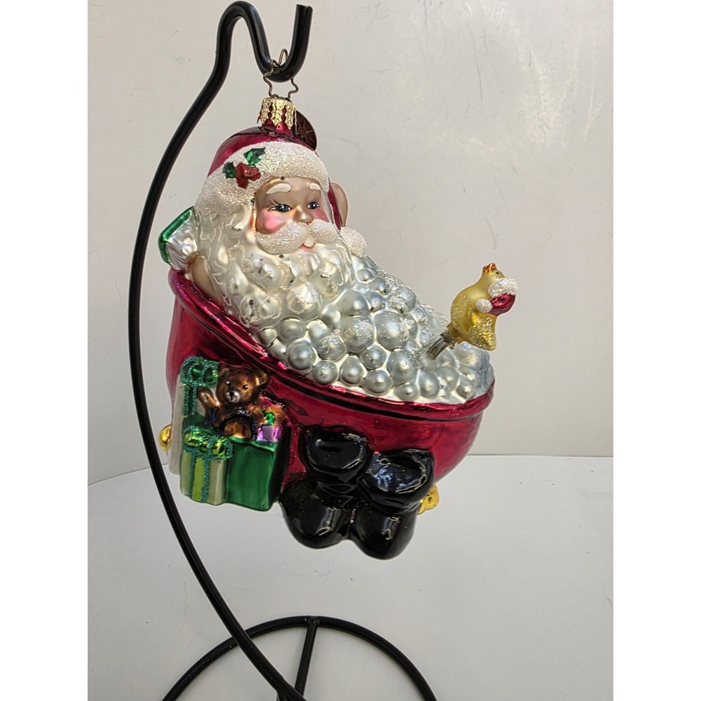 Christopher Radko Bath & Body Works Exclusive Santa Tub Wobble Duck Ornament